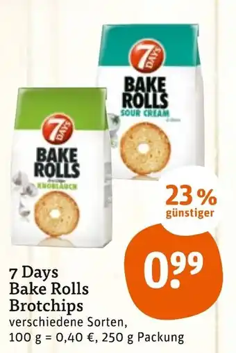 tegut 7 Days Bake Rolls Brotchips 250g Packung Angebot