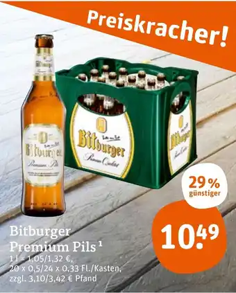 tegut Bitburger Premium Pils 20x0,5L/24x0,33L Angebot