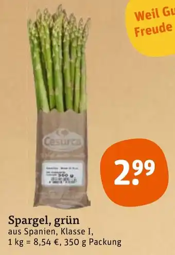 tegut Spargel, grün 350g Packung Angebot