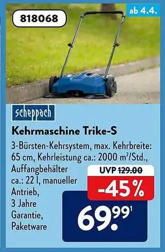 Aldi Süd Scheppach Kehrmaschine Trike-s Angebot