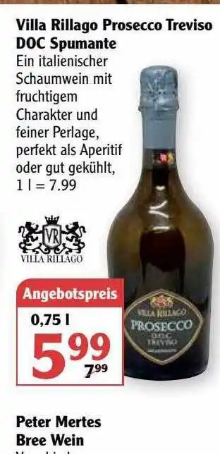 Globus Villa Rillago Prosecco Treviso Doc Spumante Angebot