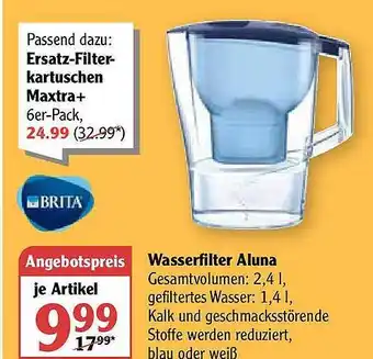 Globus Wasserfilter Aluna Brita Angebot