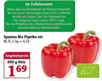 Globus Spanien Bio Paprika Rot Angebot