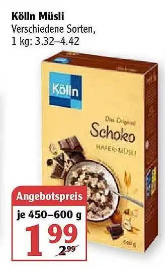 Globus Kölln Müsli Verschiedene Sorten Angebot