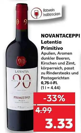 Kaufland Novantaceppi Latentia Primitivo Angebot