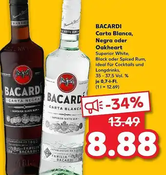 Kaufland Bacardi Carta Blanca Negra Oder Oakheart Angebot