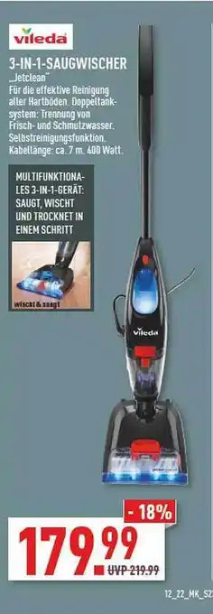 Marktkauf Vileda 3-in-1 Saugwischer „jetclean” Angebot