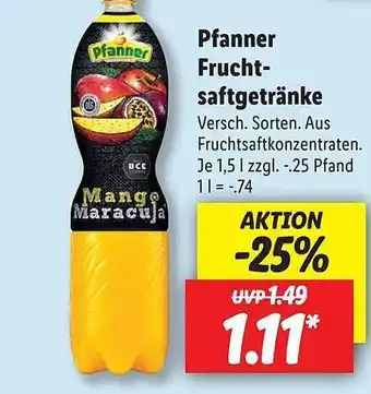 Lidl Pfanner Frucht-saftgetränke Angebot