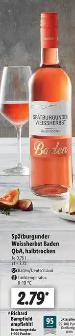 Lidl Spätburgunder Weissherbst Baden Qba Halbtrocken Angebot