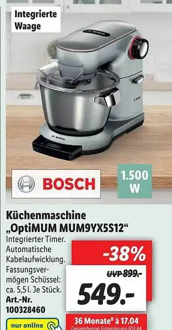 Lidl Bosch Küchenmaschine „optimum Mum9yx5s12” Angebot