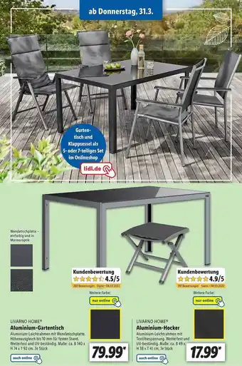 Lidl Livarno Home Aluminium-gartentisch Aluminium-hocker Angebot