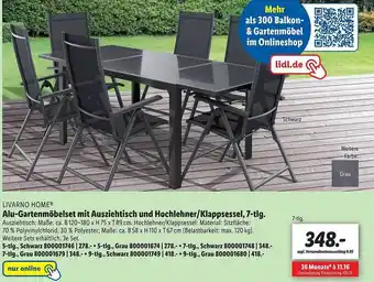 Lidl Livarno Home Alu-gartenmöbelset Mit Ausziehtisch Und Hochehner Klappsessel 7-tlg Angebot