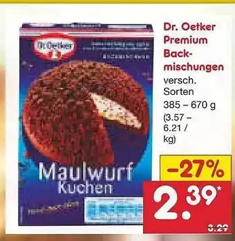 Netto Marken-Discount Dr. Oetker Premium Backmischungen Angebot