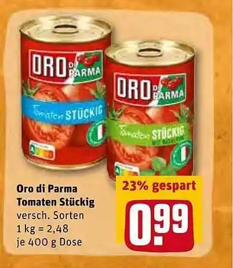 REWE Kaufpark Oro Di Parma Tomaten Stückig Angebot