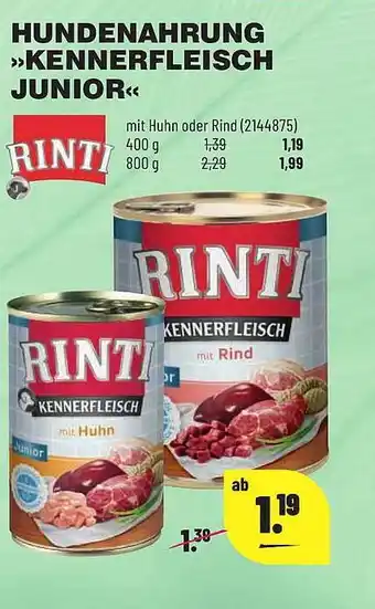 Leitermann Baumarkt Hundenahrung »kennerfleisch Junior« Rinti Angebot