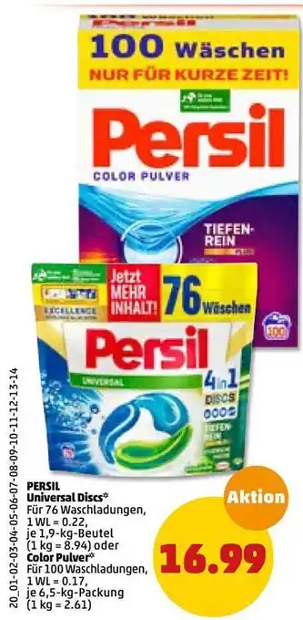 PENNY Persil Universal Discs Oder Color Pulver Angebot