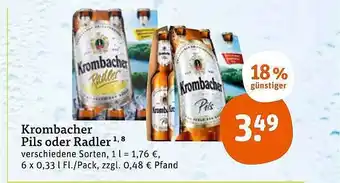 tegut Krombacher Pils Oder Radler Verschiedene Sorten Angebot