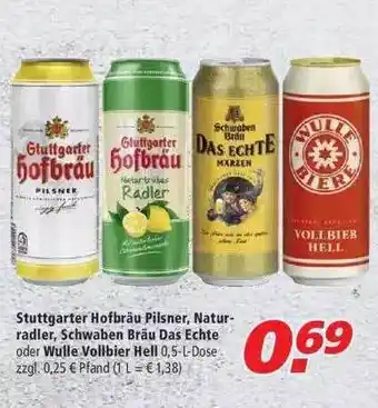 Marktkauf Stuttgarter Hofbräu Pilsner Naturradler Schwaben Bräu Das Echte Oder Wulle Vollbier Hell Angebot