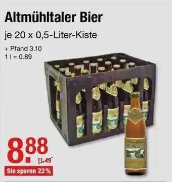 V Markt Altmühltaler Bier 20x0,5L Angebot