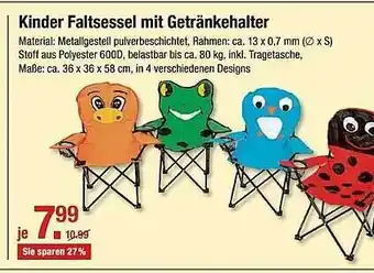 V Markt Kinder Faltsessel Mit Getränkehalter Angebot