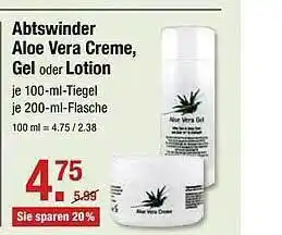 V Markt Abtswinder Aloe Vera Creme, Gel Oder Lotion Angebot