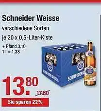 V Markt Schneider Weisse 20x0,5L Angebot