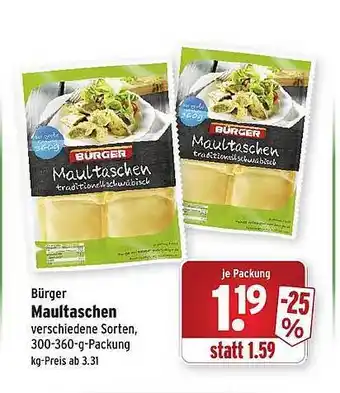 Wasgau Bürger Maultaschen Angebot