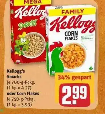 REWE Kellogg's Smacks Oder Corn Flakes Angebot