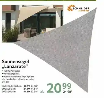 Selgros Schneider Schirme Sonnensegel „lanzarote” Angebot