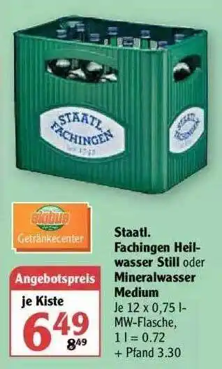 Globus Staatl. Fachingen Heilwasser Still Oder Mineralwasser Medium Angebot