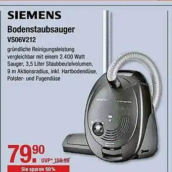 V Markt Siemens Bodenstaubsauger Vs06v212 Angebot