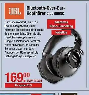 V Markt Jbl Bluetooth Over Ear Kopfhörer Club 950nc Angebot