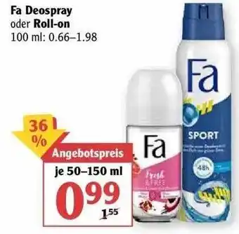 Globus Fa Deosrpay Oder Roll-on Angebot