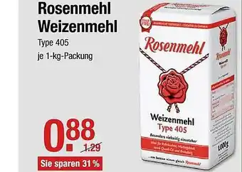 V Markt Rosenmehl Weizenmehl 1kg Angebot