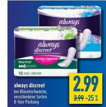 diska Always Discreet Angebot