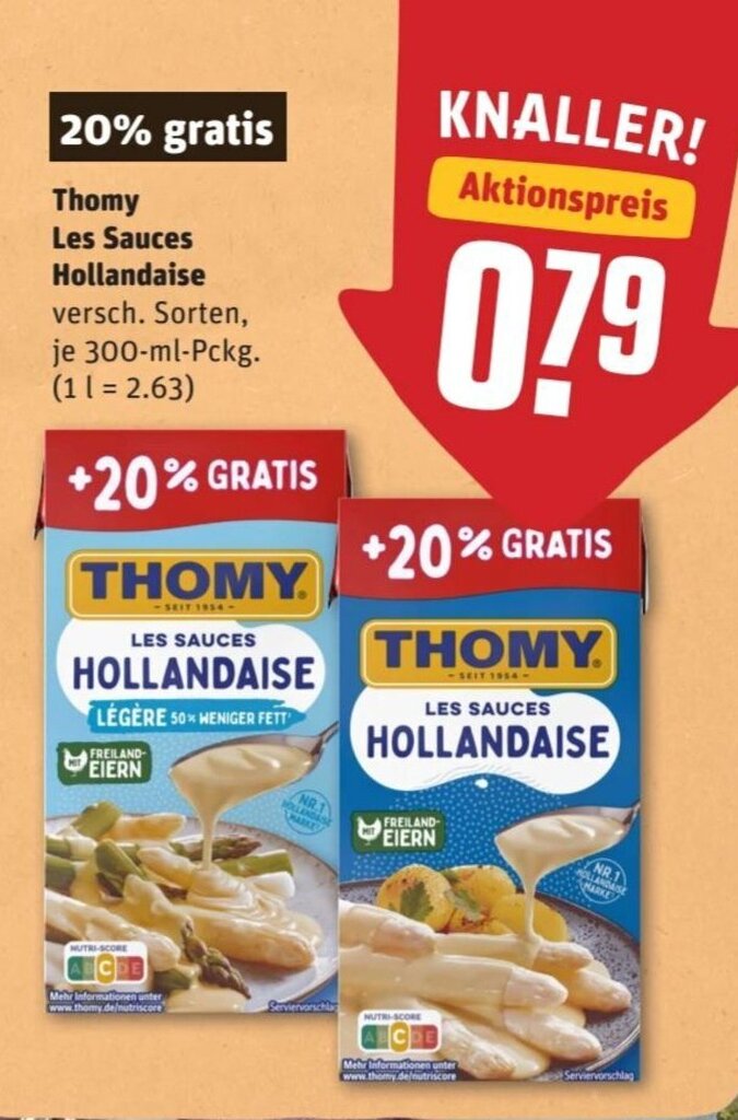 Thomy Les Sauces Hollandaise 300ml Pckg. Angebot bei REWE Center