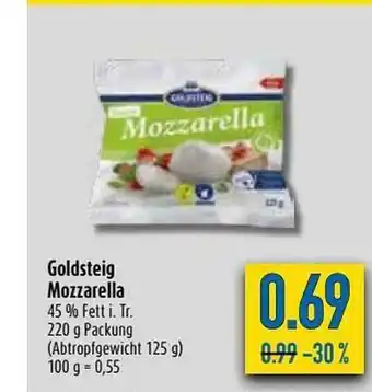 diska Goldsteig Mozzarella 220g Angebot