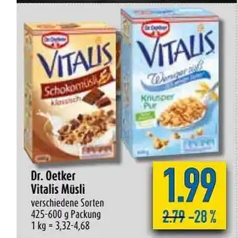 diska Dr Oetker Vitalis Müsli 425-600g Angebot