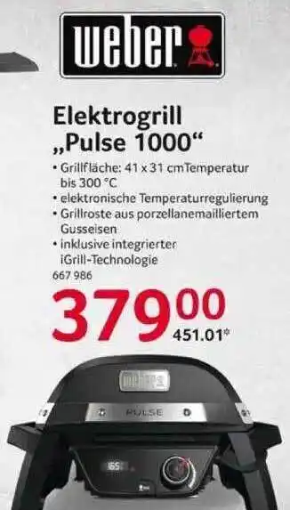 Selgros Weber Elektrogrill „pulse 1000” Angebot