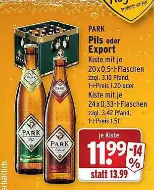 Wasgau Park Pils Oder Export Angebot