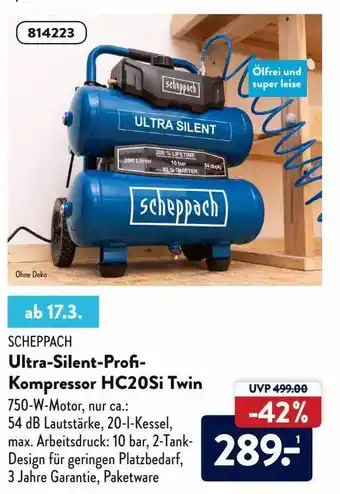 Aldi Nord Scheppach Ultra-silent-profi-kompressor Hc20si Twin Angebot