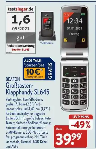 Aldi Nord Beafon Großtasten-klapphandy Sl645 Angebot