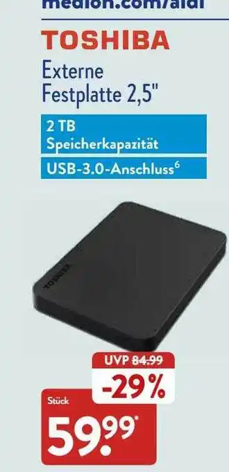 Aldi Nord Toshiba Externe Festplatte 2.5 Angebot