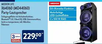 Aldi Nord Medion Life X64060 Party-lautsprecher Angebot