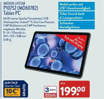 Aldi Nord Medion Lifetab P10752 Tablet-pc Angebot