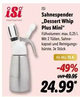 Lidl Sahnespender Dessert Whip Plus Mini Angebot