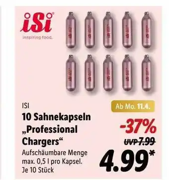 Lidl 10 Sahnekapseln Professional Chargers Angebot