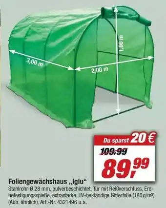 toom Baumarkt Foliengewächshaus „iglu“ Angebot