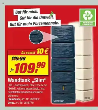 toom Baumarkt Wandtank „slim“ Angebot