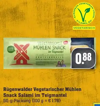 Edeka Neukauf Rügenwalder Vegetarische Mühlen Snack Salami im Teigmantel 50g Packung Angebot